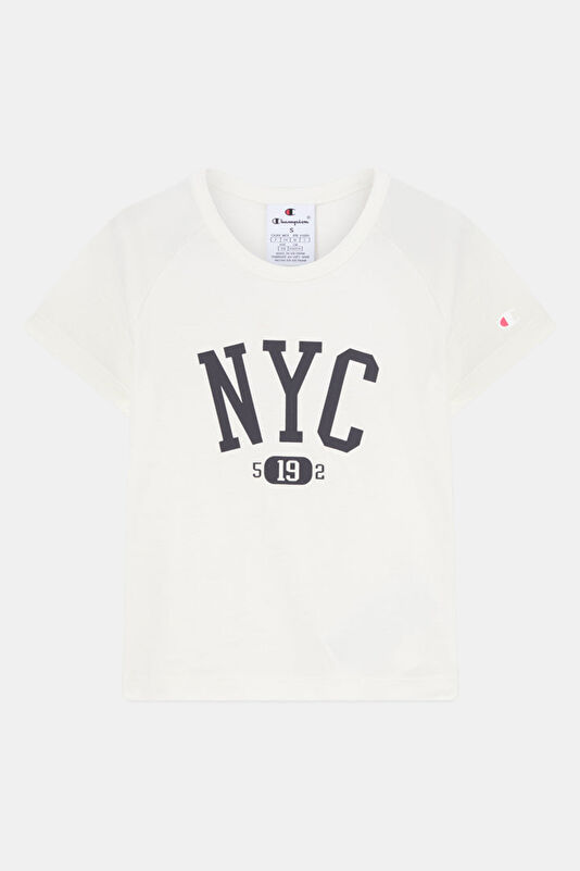 Cream Crew Neck Printed Kids' T-Shirt