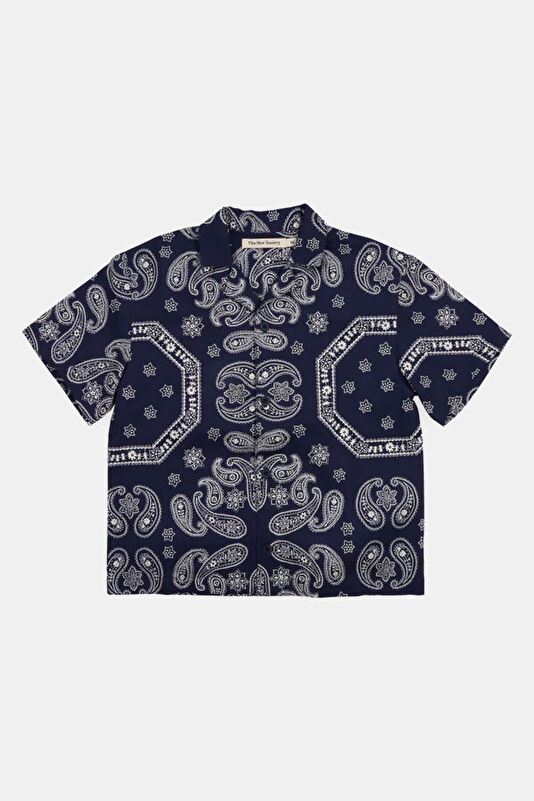 Navy Blue Shawl Pattern Kids Shirt