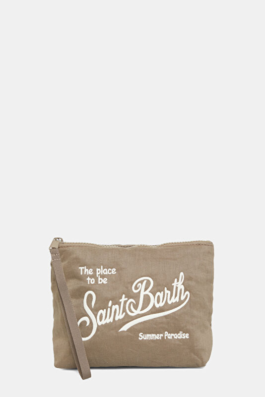 Aline Soft Grey Embroidered Linen Bag
