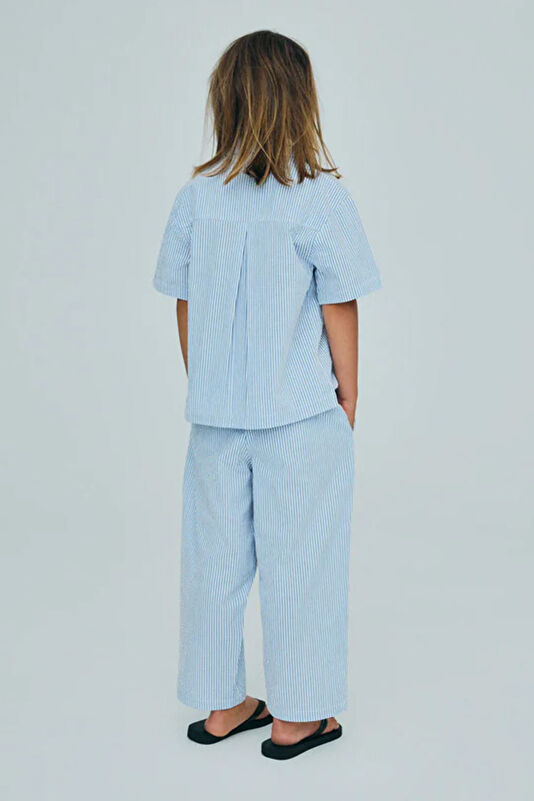 Light Blue Striped Kids Shirt 2