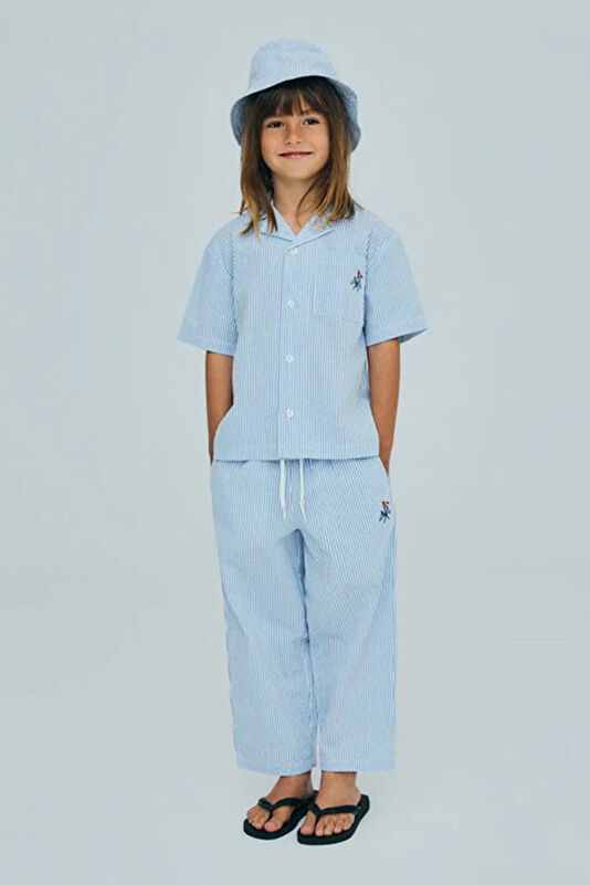 Light Blue Striped Kids Shirt 3