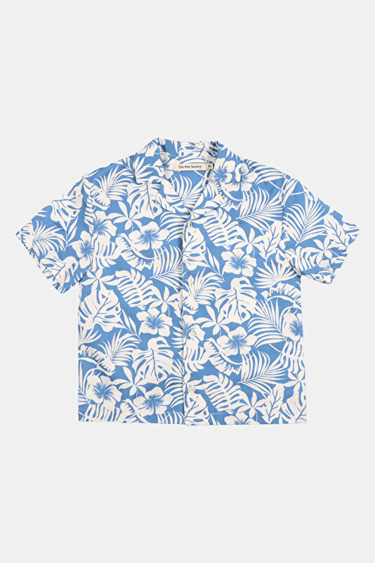 Blue Floral Pattern Kids Shirt