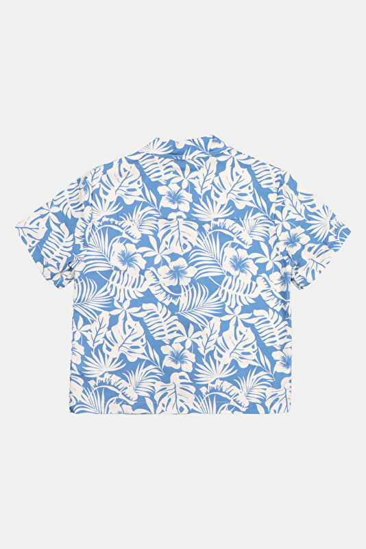 Blue Floral Pattern Kids Shirt 3