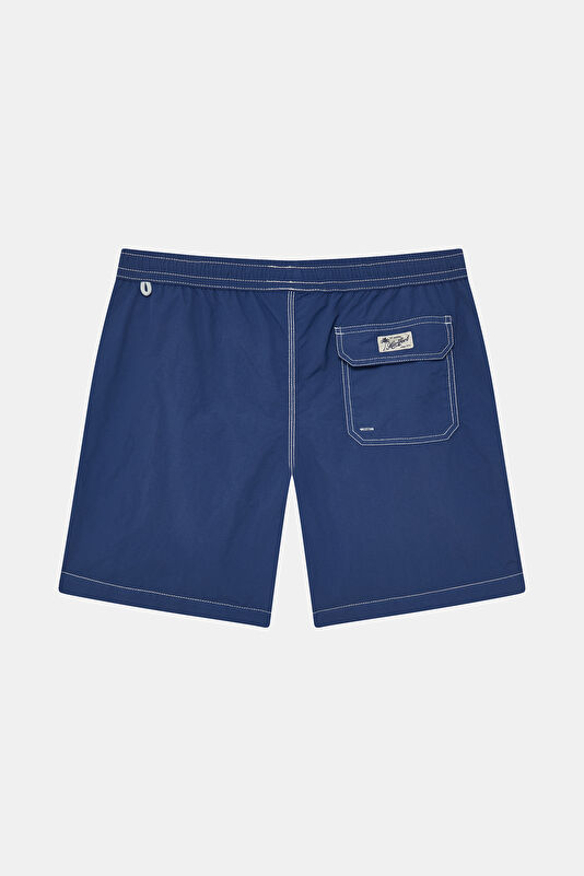 Navy Blue Elastic Waist Men's Swimsuit 2