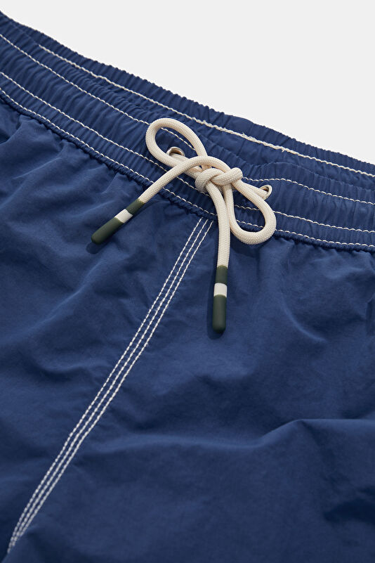 Navy Blue Elastic Waist Men's Swimsuit 3