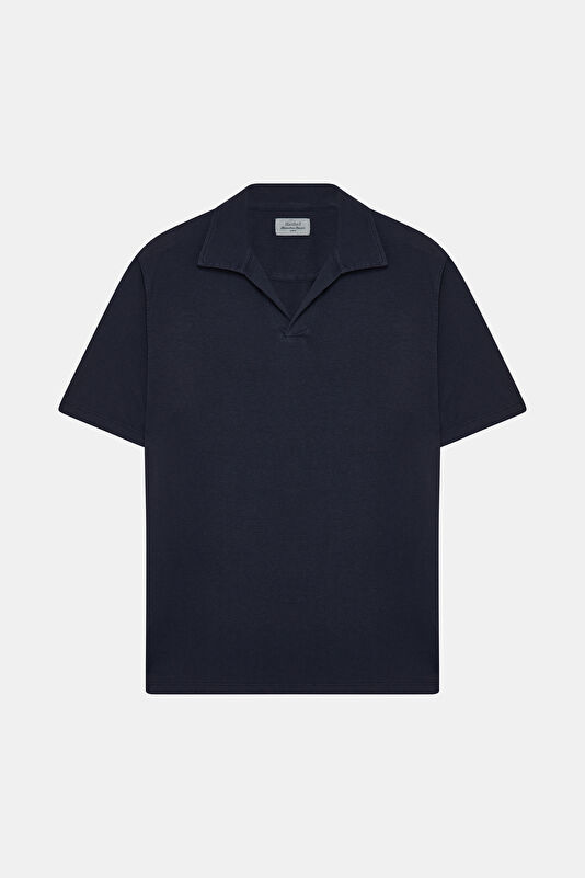 Relax Fit Navy Blue Polo Collar Men's T-Shirt