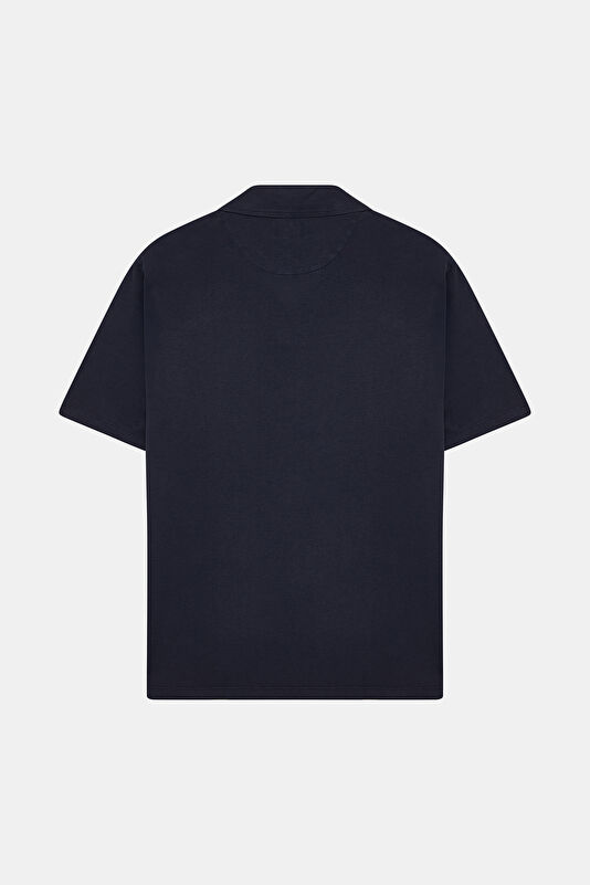 Relax Fit Navy Blue Polo Collar Men's T-Shirt 2