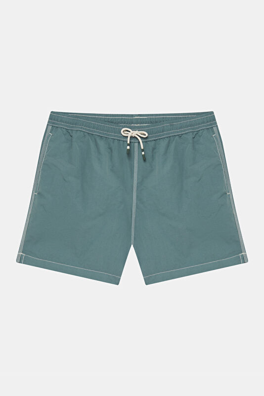 Khaki Elastic Waist Men's Swimsuit