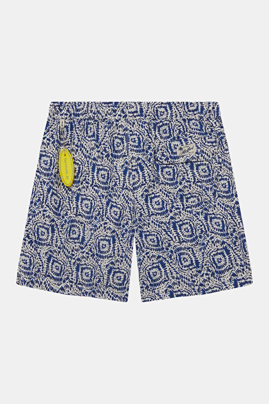 Navy Patterned Elastic Waist Men's Swimsuit 2