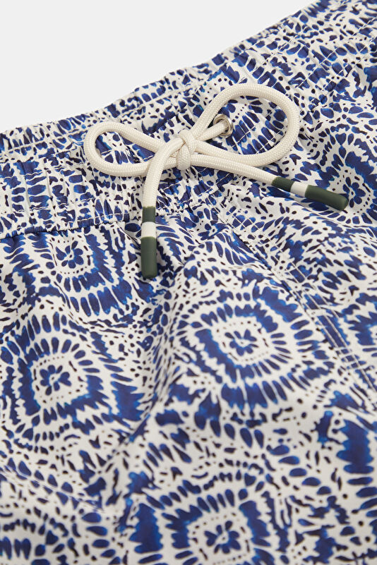 Navy Patterned Elastic Waist Men's Swimsuit 3