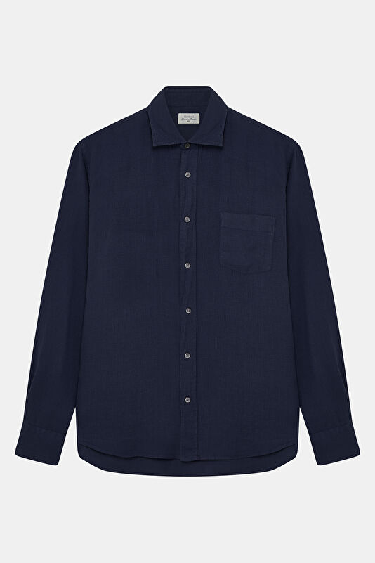 Relax Fit Navy Blue Men's Shirt