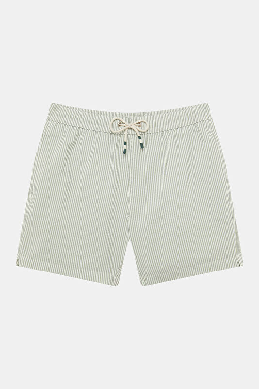 Light Green Striped Elastic Swimsuit