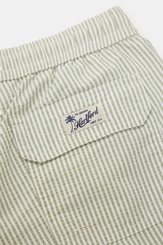 Light Green Striped Elastic Swimsuit 4