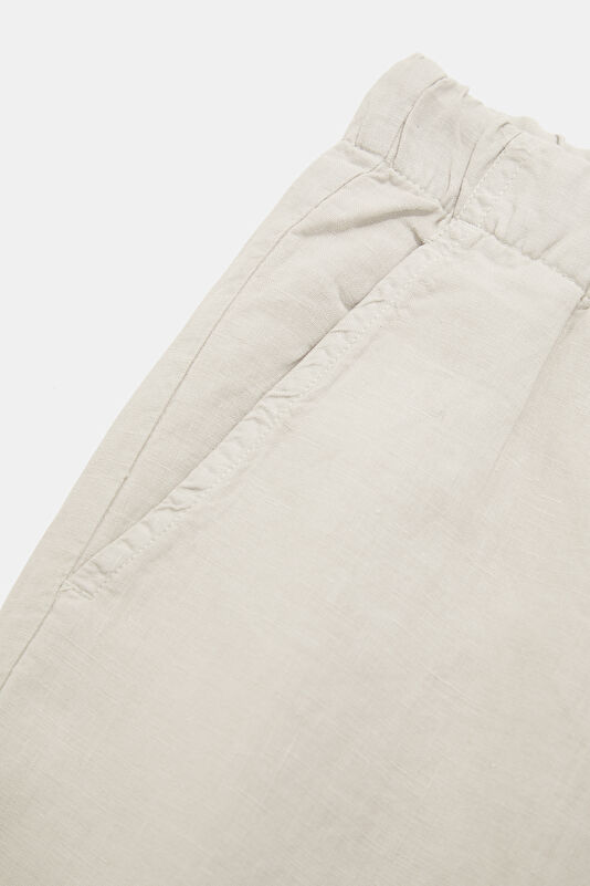 Relax Kalıp Ekru Jogger Keten Erkek Pantolon 4
