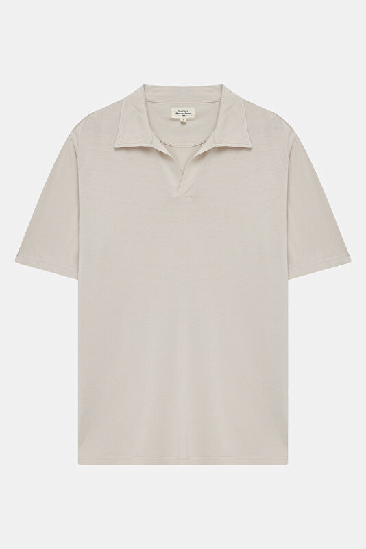 Relax Fit Beige Polo Collar Men's T-Shirt