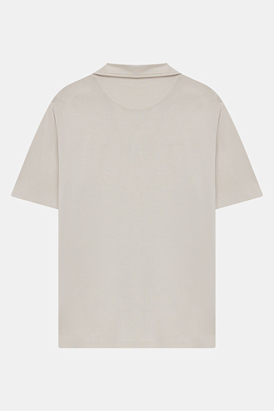 Relax Fit Beige Polo Collar Men's T-Shirt 2