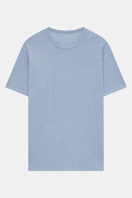 Relax Fit Blue Crew Neck Men's Shirt