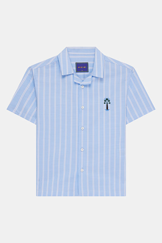 Blue Striped Pattern Kids Shirt