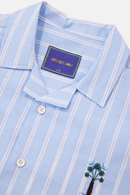 Blue Striped Pattern Kids Shirt 3