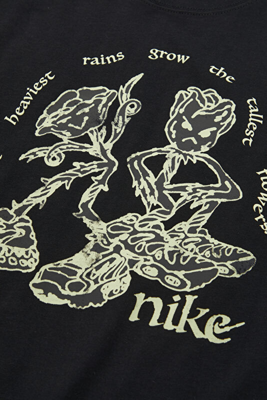 Relax Kalıp Siyah Bisiklet Yaka Baskılı Erkek T-Shirt 4