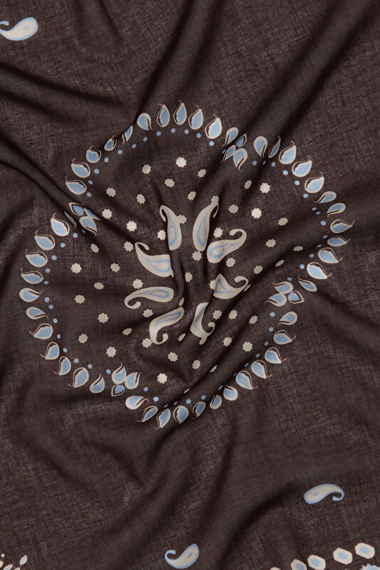 Dark Brown Ethnic Patterned Scarf 2