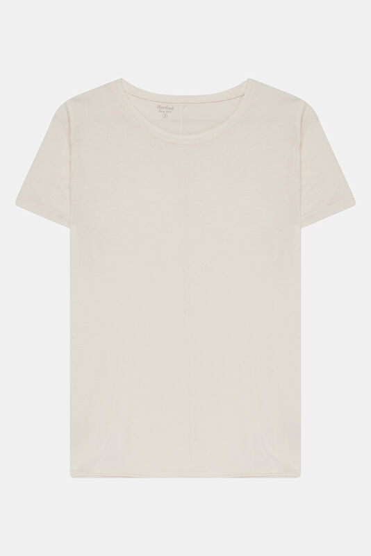 Krem O Yaka Kadın T-Shirt