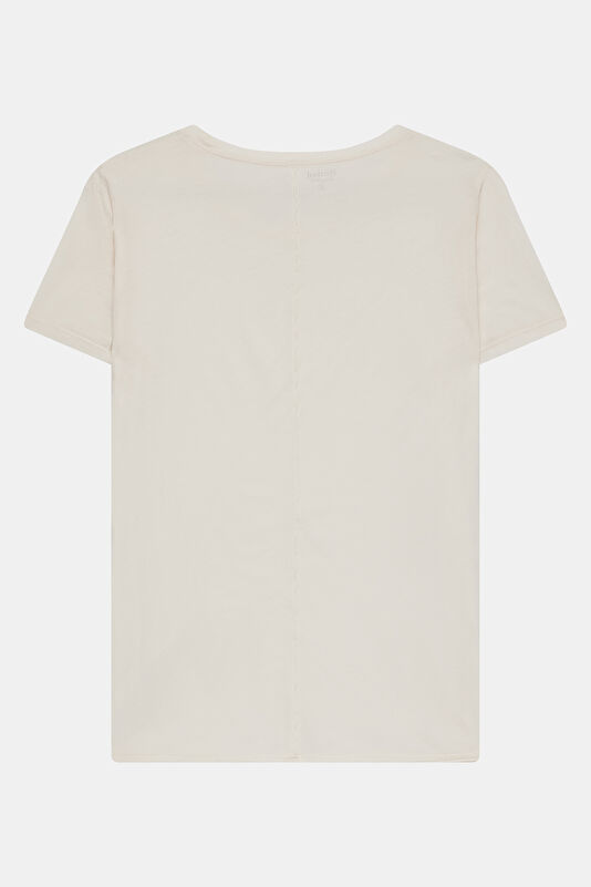 Krem O Yaka Kadın T-Shirt 2