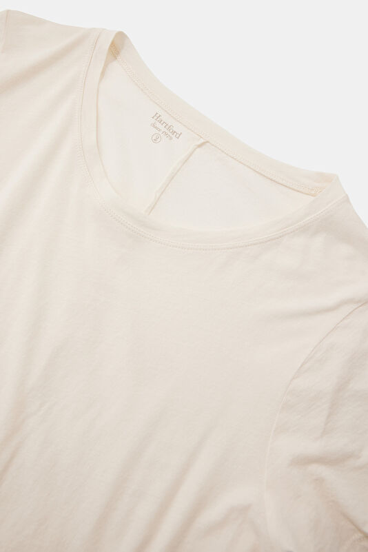 Krem O Yaka Kadın T-Shirt 3