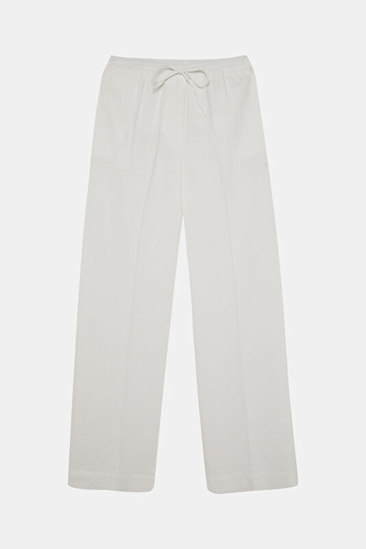 Beyaz Wide Leg Kadın Pantolon