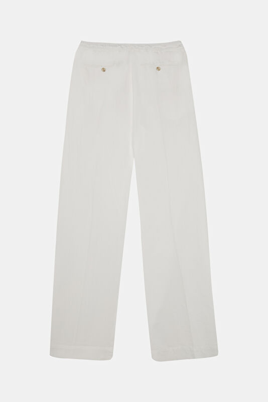 Beyaz Wide Leg Kadın Pantolon 2