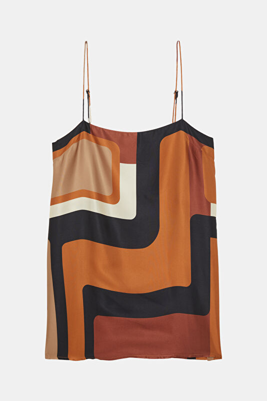 Multicolor Design Filled Sleeveless Suspender Blouse