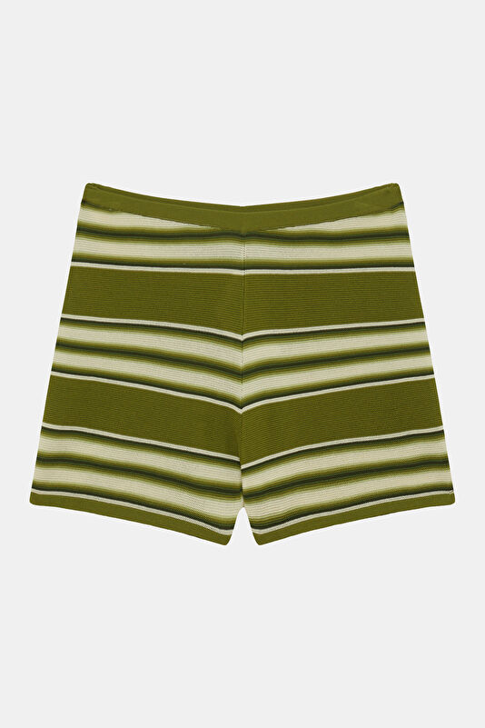 White Striped Patterned Shorts