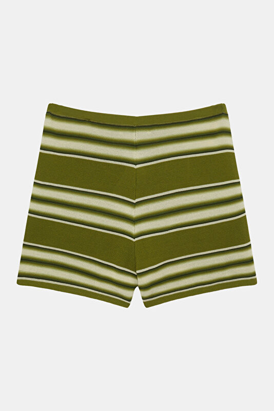 White Striped Patterned Shorts 2