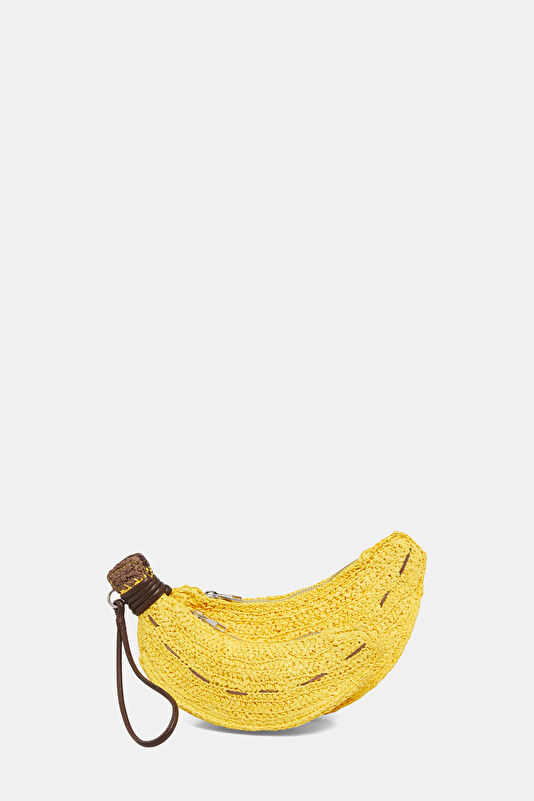 Banana Bunch Wristlet Yellow Raffia Bag