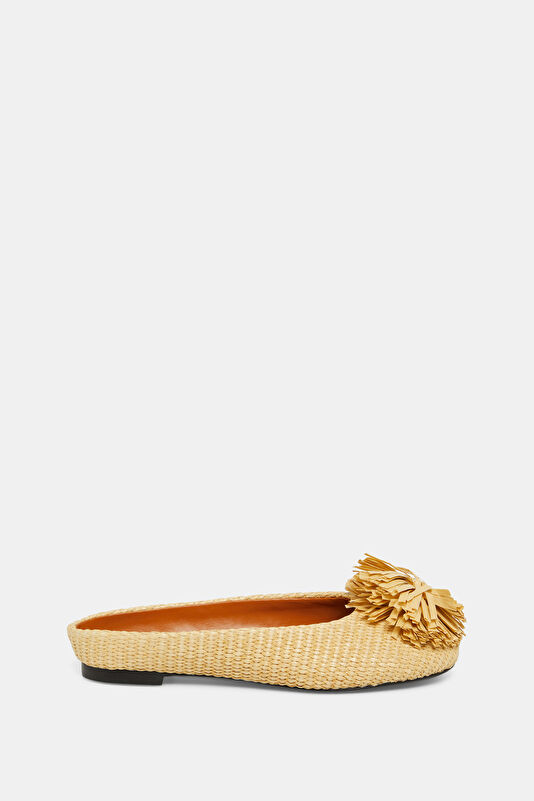 Pom Pom Riad Beige Women's Ballet Flats