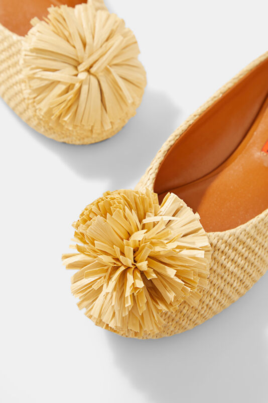 Pom Pom Riad Beige Women's Ballet Flats 4