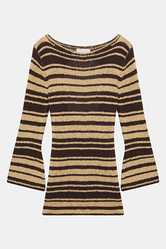 Brown Striped Mini Women's Dress 3