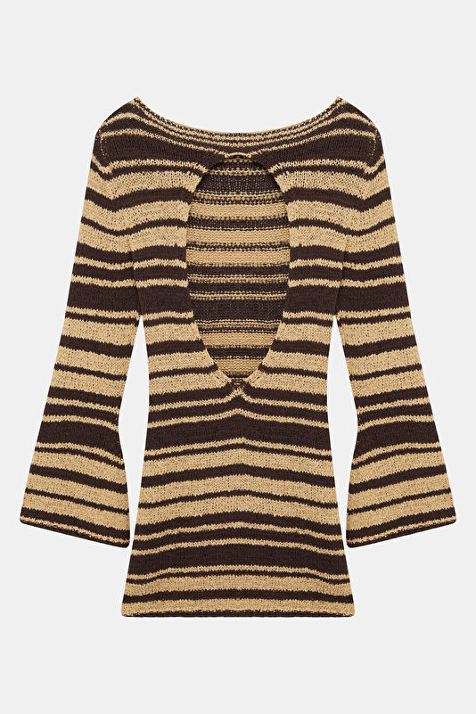Brown Striped Mini Women's Dress 4