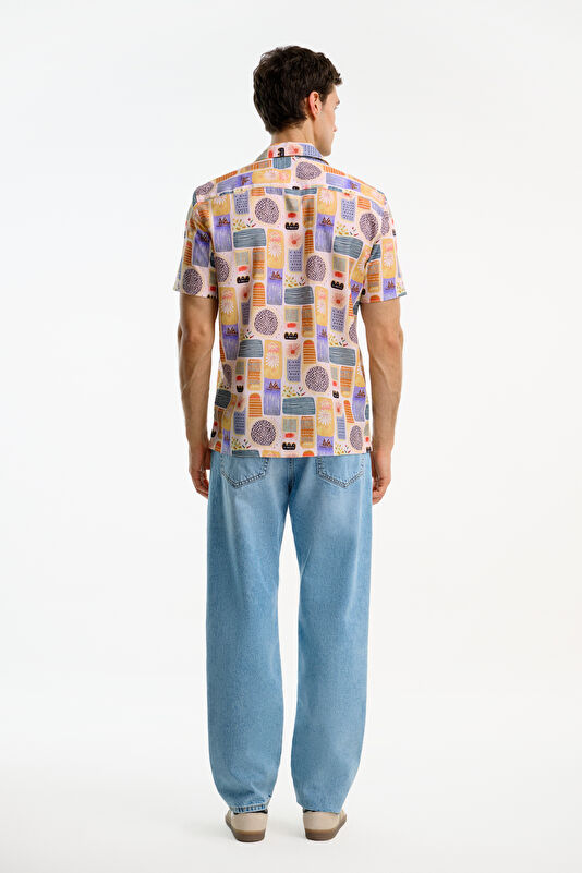 Multicolored Patterned Resort Collar Men's Shirt 2
