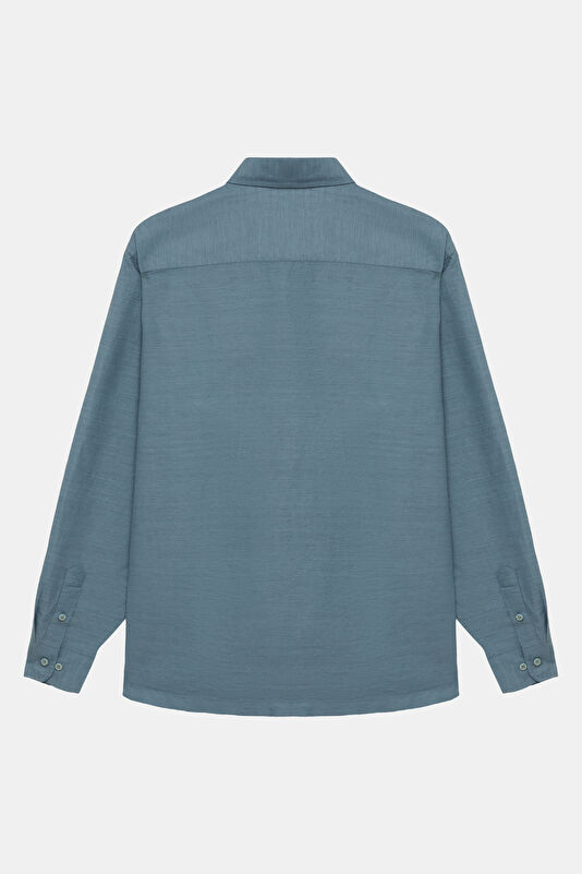 Blue Regular Linen Cotton Men's Shirt 2
