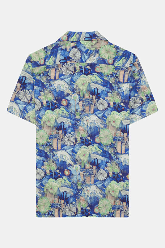 Multicolored Patterned Resort Collar Men's Shirt 2