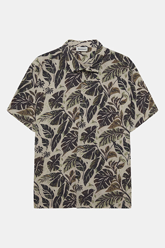 Multicolored Patterned Resort Collar Men's Shirt