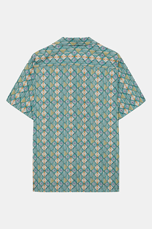 Multicolored Patterned Resort Collar Men's Shirt 2