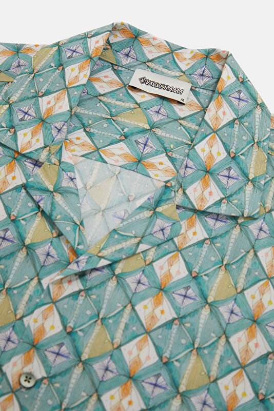 Multicolored Patterned Resort Collar Men's Shirt 3
