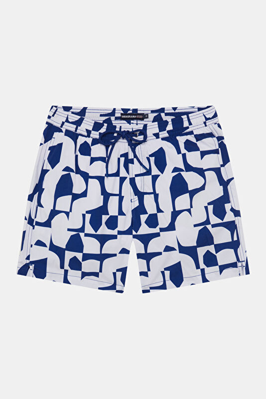 White Design Filled Elastic Swimsuit