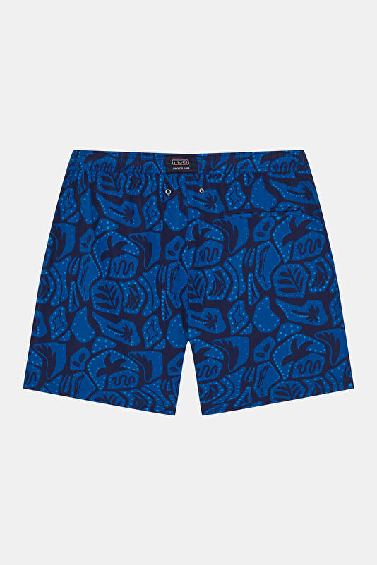 Navy Blue Design Filled Elastic Swimsuit 2