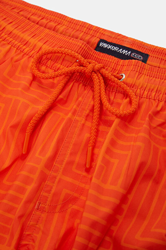 Orange Design Filled Elastic Swimsuit 3