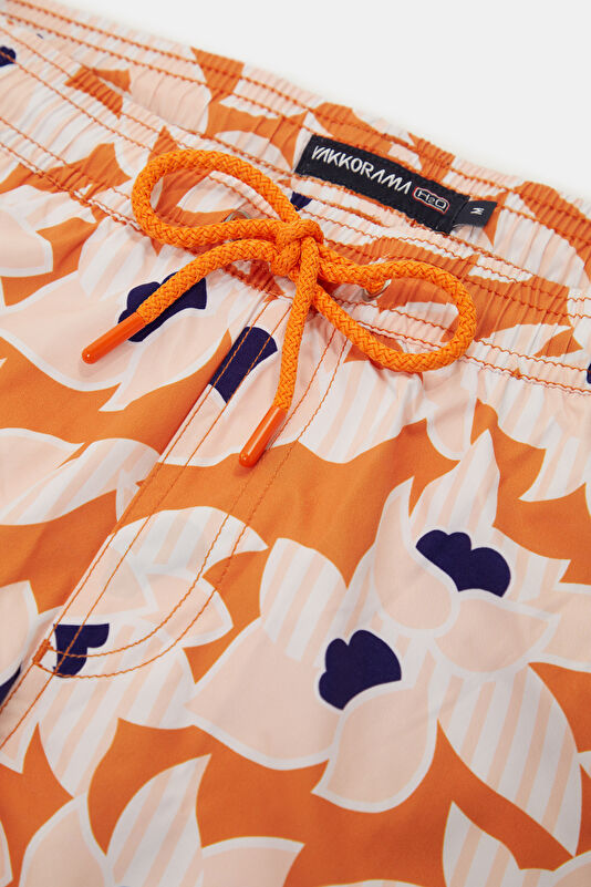 Orange Design Filled Elastic Swimsuit 3