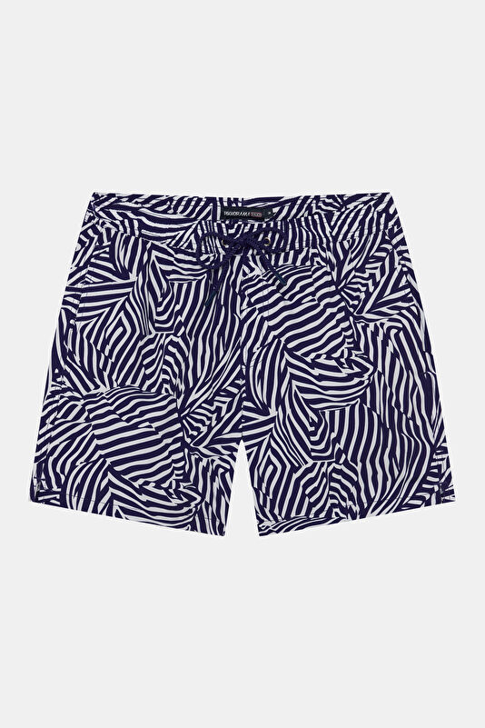 White Design Filled Elastic Swimsuit