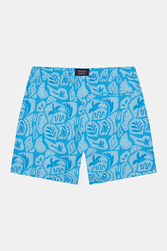 Blue Design Filled Elastic Swimsuit 2